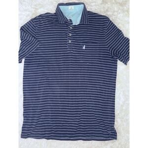 Johnnie-O “Hanging Out” Men’s M Blue Striped Soft Polo “Reflection Bay” Comf